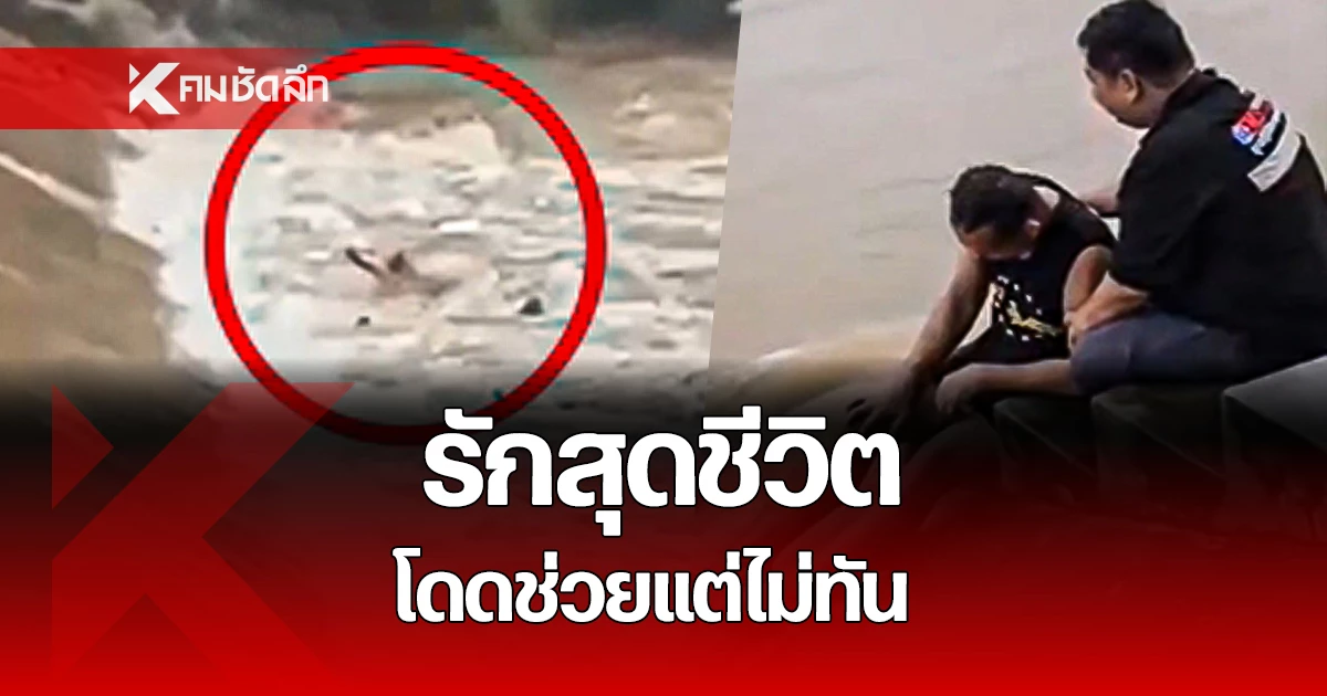 นาทีระทึก เจ้าโดดช่วยเจ้าตูบตกฝายน้ำล้น หวิดเอาชีวิตไม่รอด